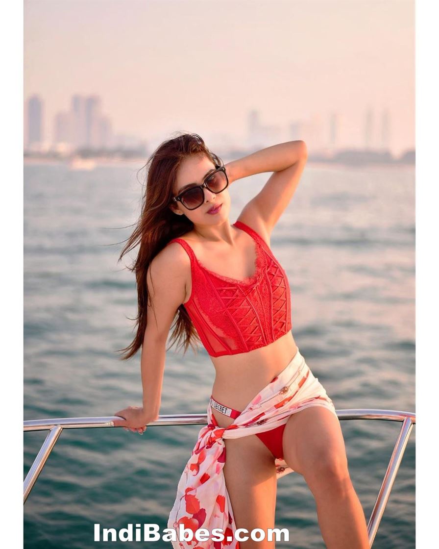 Neha Malik Sizzling Bold Photos in Red Bikini at Marina Beach Dubai 15 Neha Malik Sizzling Bold Photos 06