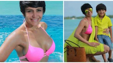 mandira bedi pink bikini