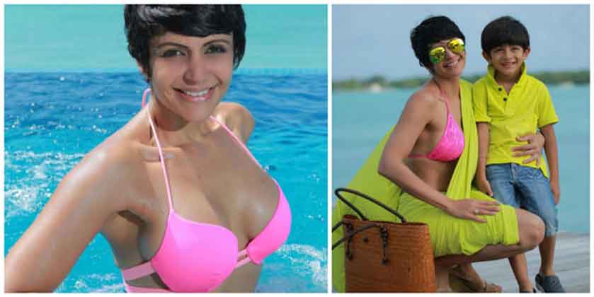 mandira bedi pink bikini