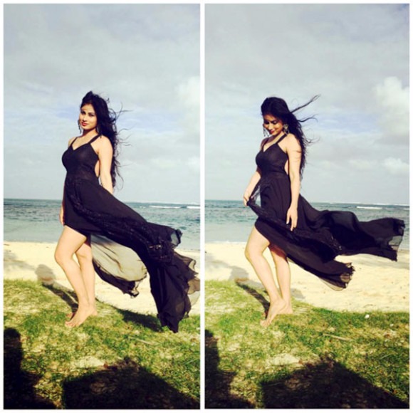 mouni roy in black dress