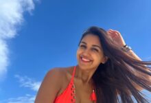 nikita dutta red bikini sexy body cleavage 282 29